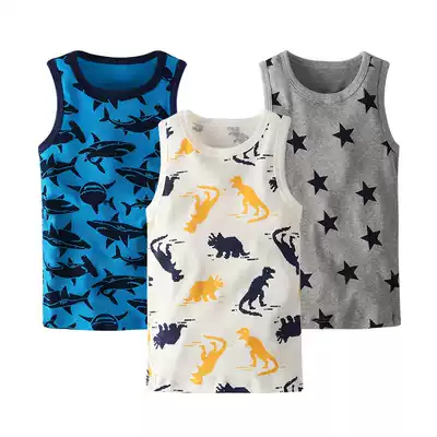 European and American children's vests, summer boys and children, cotton sleeveless girls cartoon baby boys with the bottom I-character thin