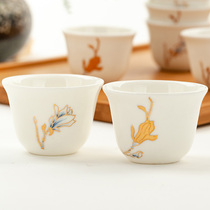 Bone China Mini small glass cup small Cup Jinyu Yulan Chinese kung fu teacup goblet 40 ml small Cup