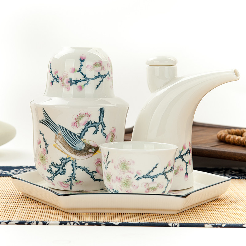 Golden Lan Jade Tang Hills Bone porcelain Wine wine jug wine furniture set warm wine jug wine glass small warm wine with white wine 2 people small wine pot