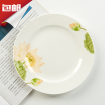 Household Tangshan bone china 7 inch household small flat plate shallow dish plate cake plate ceramic breakfast plate 7 inch bone plate