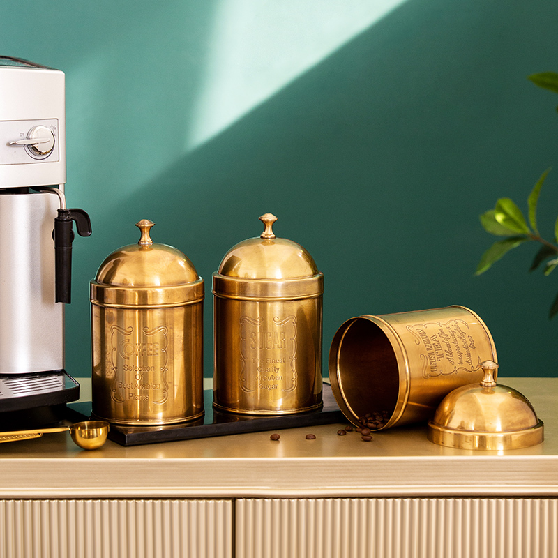 Harvest Shack India imported vintage brass handmade tea cans, coffee cans, sugar cans, storage cans, storage cans set