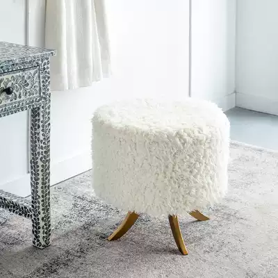 Harvest cottage Nordic light luxury lamb cashmere stools home living room casual low stool changing shoes stool stool bedroom dressing table stool