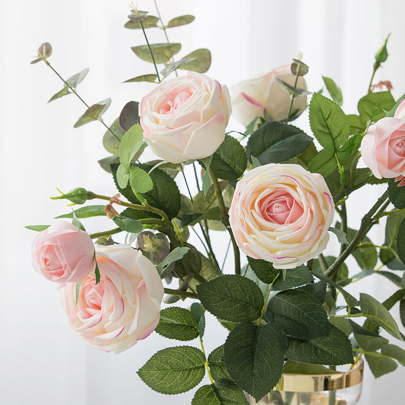 Wedding photography simulation moisturizing touch rose silk flower high-end decorative fake flower living room single flower flower arrangement