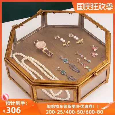 Harvest cottage retro European glass jewelry box large capacity jewelry display decoration box display storage box