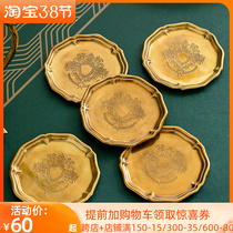 Harvest Lodge Indian Import Handcrafted Retro Patterned Brass Cup Mat Insulation Mat home Ornament Process Pendulum