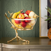 Harvest cottage light luxury household luxury brass glass fruit plate tray European style decoration fruit plate decorative fruit basket
