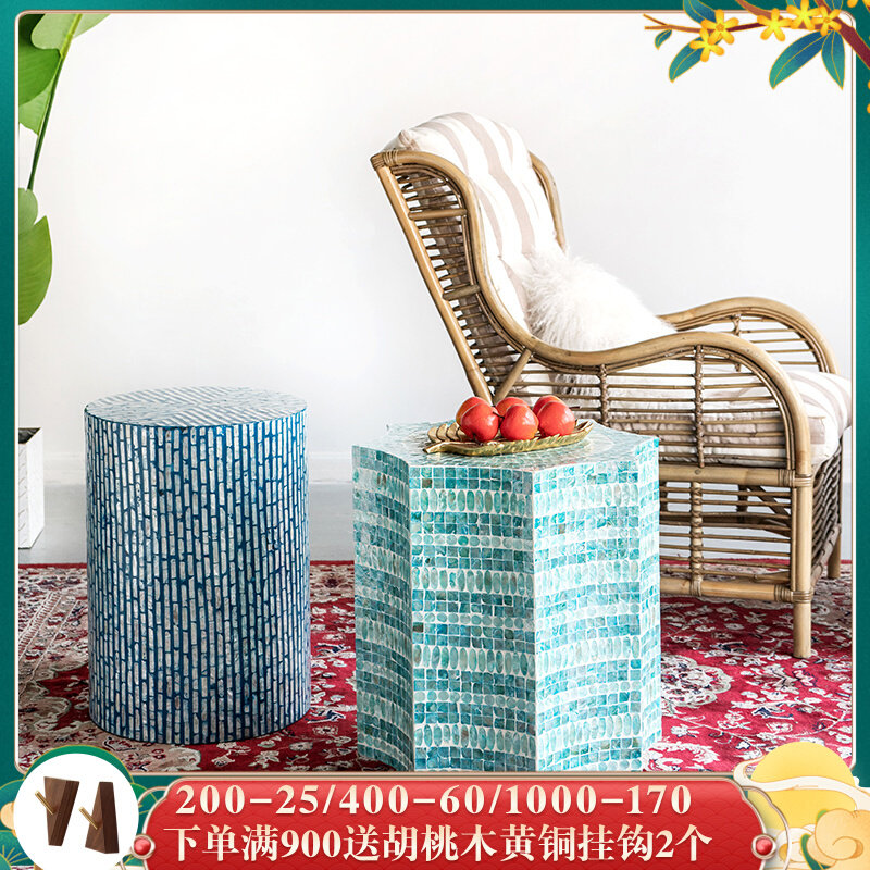 Nordic modern minimalist small apartment living room shell side a few light luxury home decoration sofa corner a few balcony small table