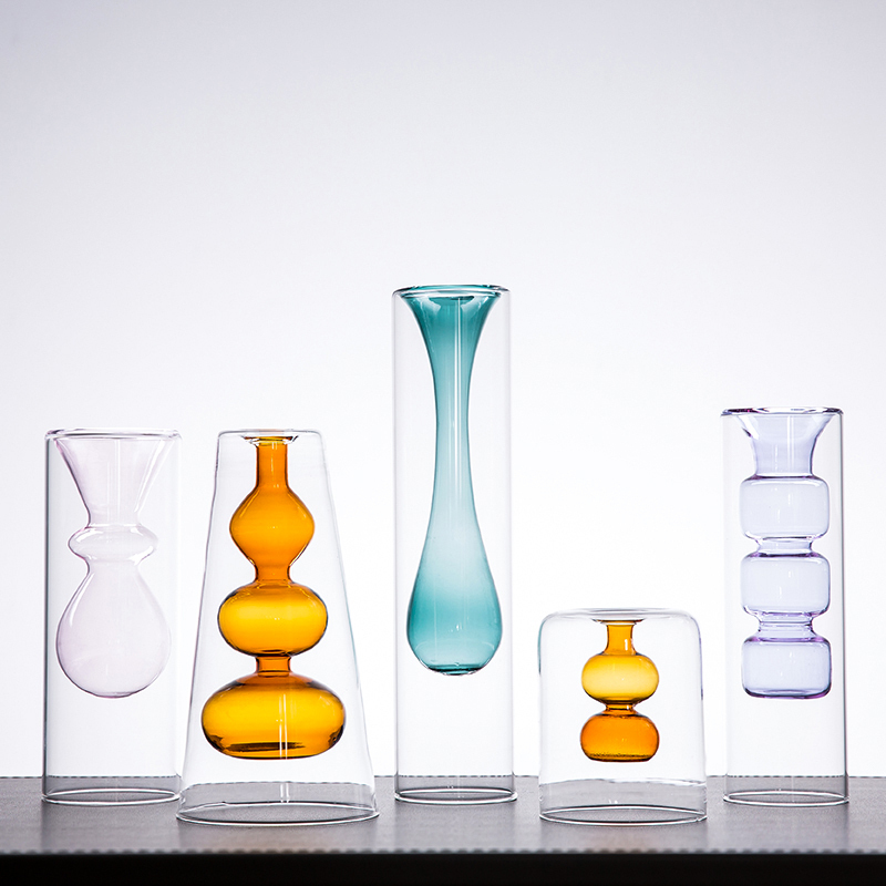 Nordic Vase Pendulum pieces Living room Flower Arrangement Glass transparent Creative minimalist Dry Flower Decorative Tabletop Living-room Home Swing Accessories