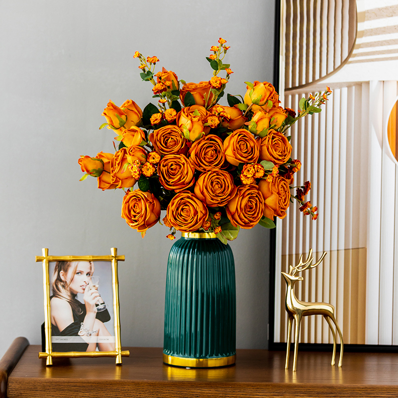 Emulated floral rose floral bouquet light and luxurious upscale swing room Vase Fake Flower Flower Arrangement Table Dried Flower Bouquet Furnishing