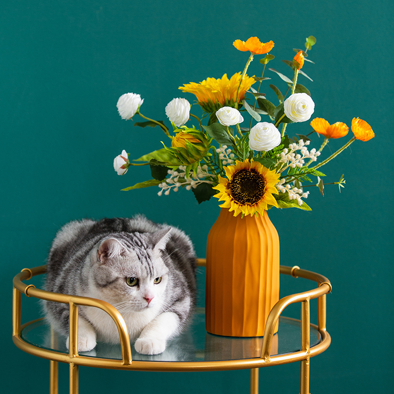 Harvest Lodge Emulation Flower Sunflower Decorative ceramic vase swing piece Living room flower arrangement Nordic creative minimalist floral