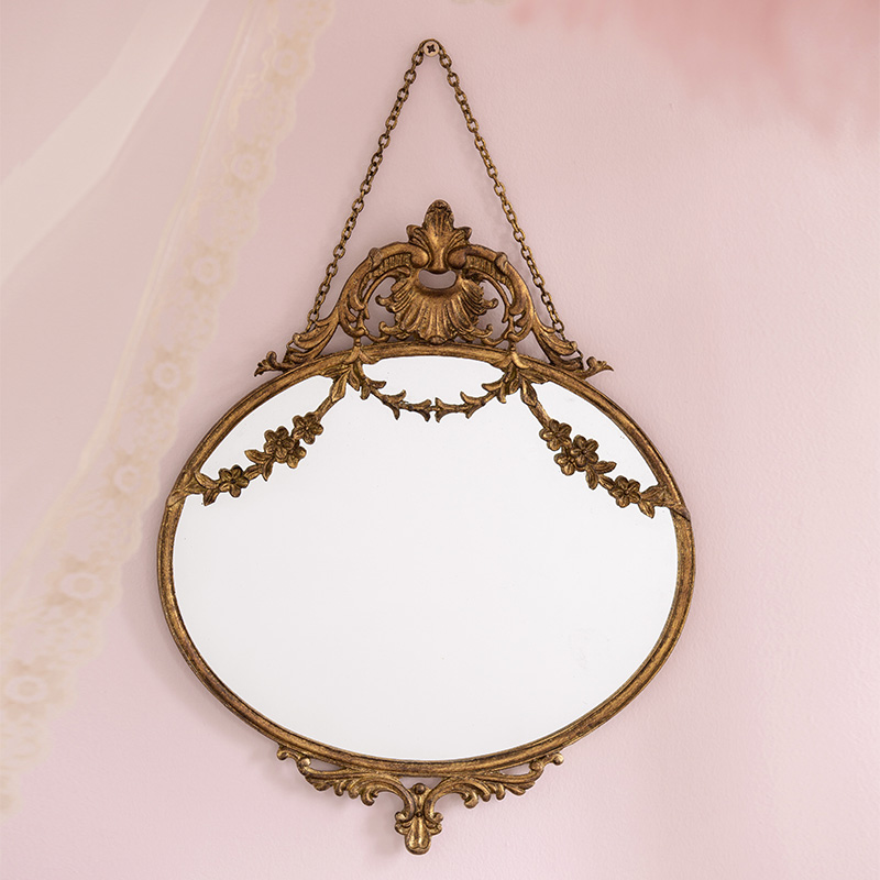 Harvest Lodge Eurostyle Vintage Vintage Retro Lace Flower Pattern Wall Accessories Hanging Mirror Bedroom Make-up Mirror Son Wedding Picture Frame