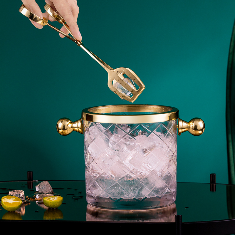 Harvest cottage high value champagne barrel brass glass ice bucket with ice clip home edible ice cube red wine Xiaoice barrel