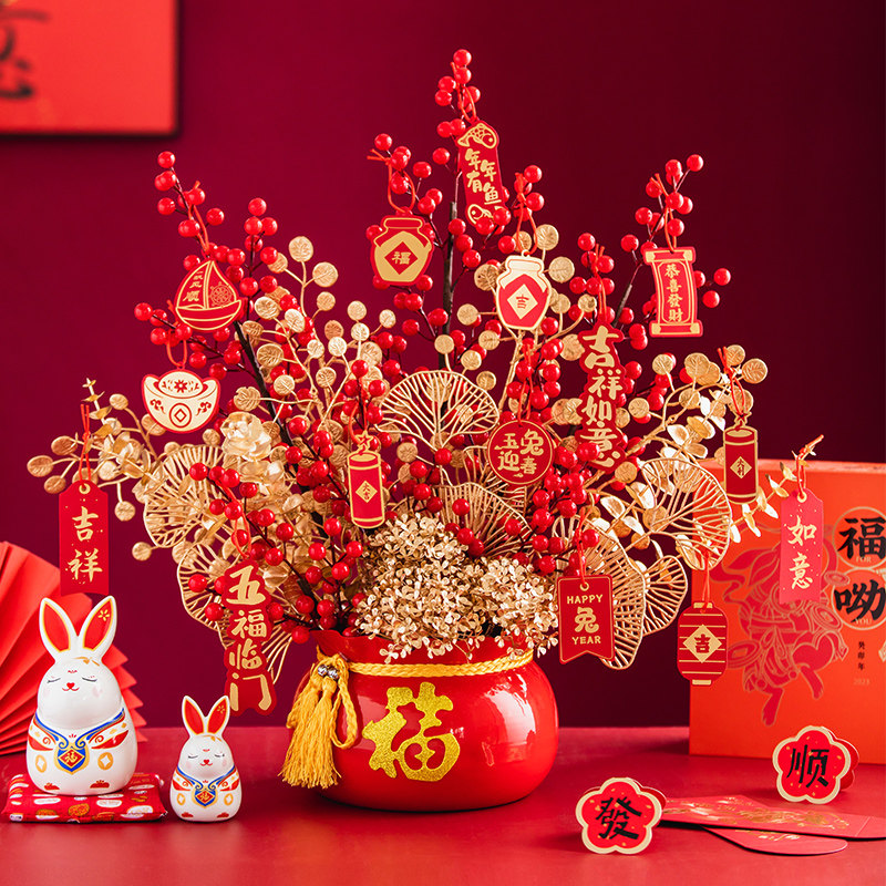 Open Fukuk Bucket Fittings Living Room Moving New GiftsNew Household New House Part of Decorative Fitness Pot