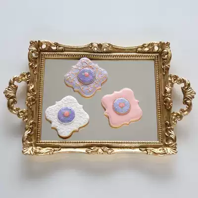 Harvest cottage European style retro light luxury small tea tray Household simple tray Glass mirror multi-purpose rectangular bedroom