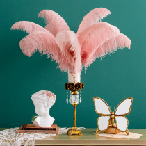 Harvest cottage European style retro romantic rose flower ostrich feather dressing table ornaments living room side decorations