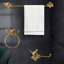 Harvest Cabin light luxury brass peacock hanging rod decoration bathroom wall hanging toilet towel rack bathroom storage rack