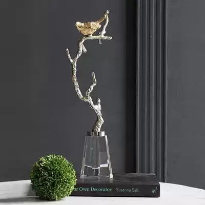 Light luxury creative decoration home living room office study TV cabinet desktop golden bird home accessories decoration