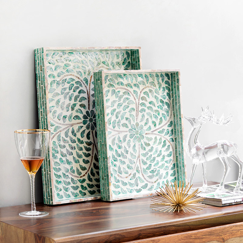 Harvest Lodge North European Style Individuality National Wind Hand Stickup Shells Square Nursery Cups Refreshments Containing Tea Trays