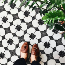 Custom Morden Black & White 200 Flowers Brick 300 Tile Garden Balcony Dining Room Kitchen Dining Room Toilet Wall Floor Tiles