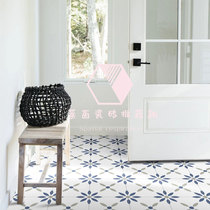 Nordic 300 Flower brick minimalist blue Kitchen Floor Tiles Toilet Folk Wall Brick 200 Retro Flowers Balcony Tiles