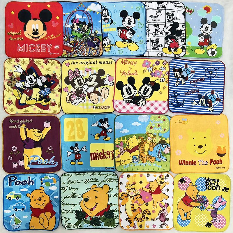 20X20Cm Qi Mouse and Bear Cartoon Pure Cotton Towel for Kindergarten Children and Adults to Wipe Sweat