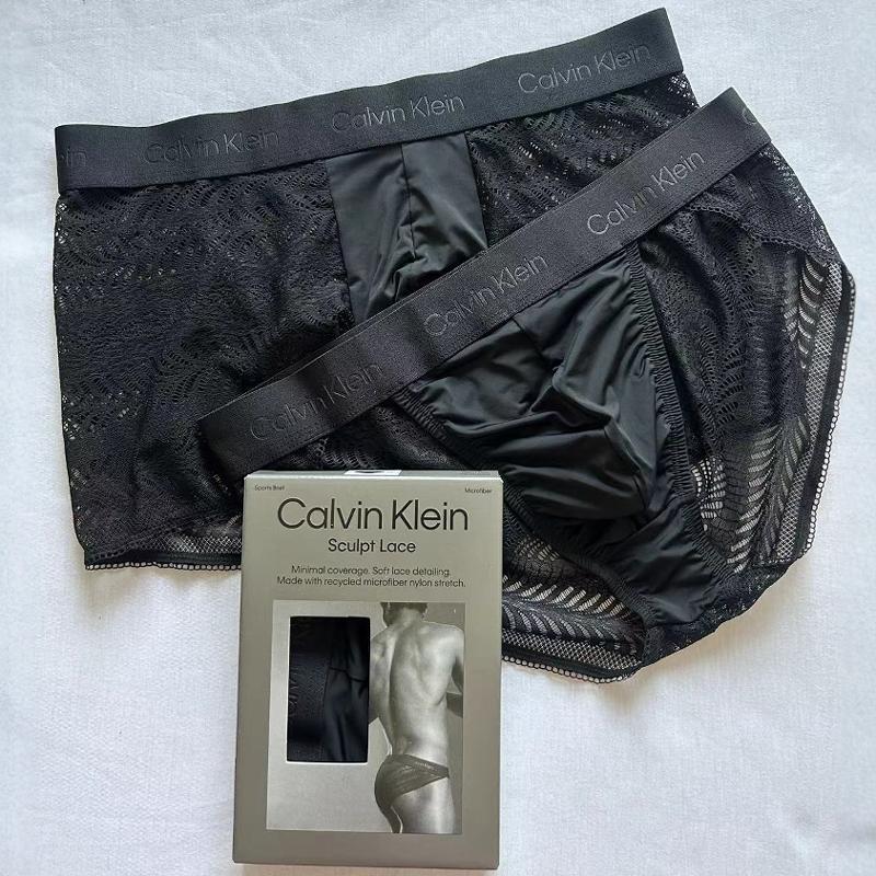 Ck Men's Underwear Sexy Hollow-Out Black Silk Low-Rise Men's Boxer Briefs/Triangle Briefs Domestic Counter Nb3858