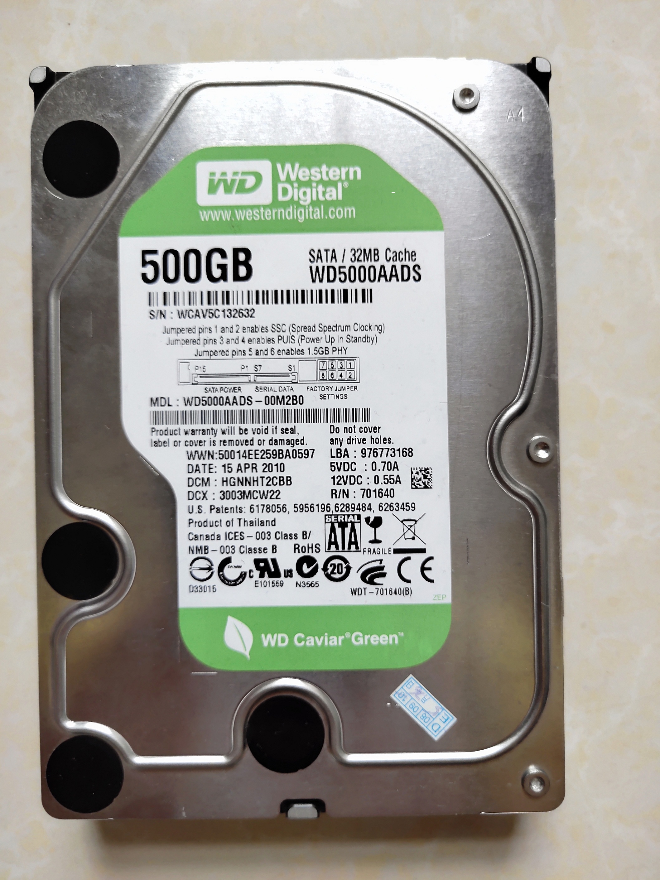 Hard disc 500GB WD500GAADS desktop computer hard disc video recording machine hard disc serial port hard disc Shanghai spot