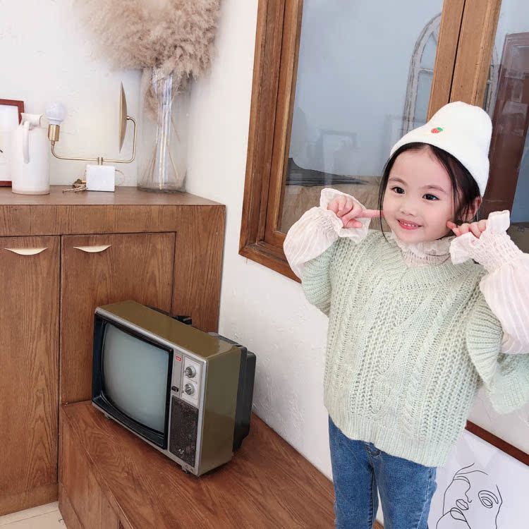 Quần áo trẻ em Hàn Quốc 2019 mùa thu cô gái mới đan áo len nước ngoài bằng gỗ tai trẻ em áo len trẻ em - Áo ghi lê áo khoác ba lỗ có mũ bé gái