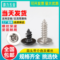 PWA self-tapping screw comes with meson round head Small gong wire self-working iron screw increased gasket Cross rose tip tail