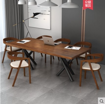 Simple modern desk creative solid wood computer desk rectangular log conference table Workbench desk long table