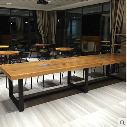 Simple and modern log long table studio desk solid wood conference table long table desk negotiation table and chair