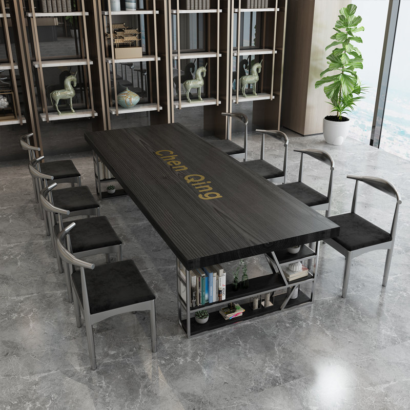 Nordic simple modern solid wood large conference table office long table work table business reception table negotiation table