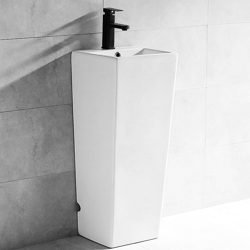 Simple small household pot porcelain vertical toilet toilet in one floor-type face square basin