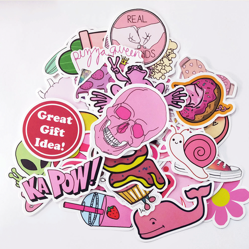 50 LOVELY PINK STYLE FUN STICKERS SUITCASES FRIDGE LAPTOPS WATERPROOF GRAFFITI TOY STICKERS
