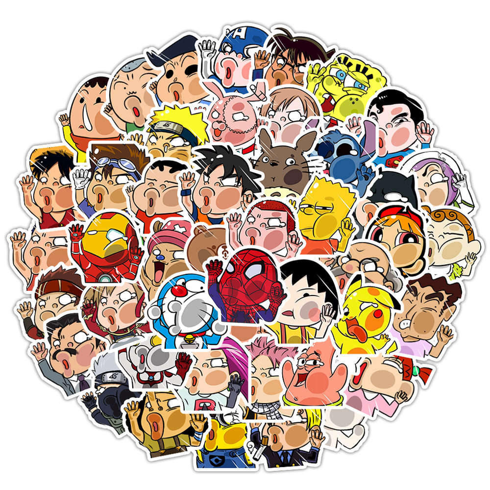 50 sheets of non-repeating mixed cartoon anime characters Anime Stickers DIY Waterproof stickers bike skateboard decoration