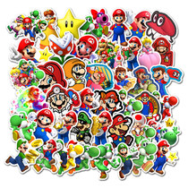 50 sheets of super Mario stickers PVC waterproof stickers with skateboard graffiti stickers cartoon cartoon stickers