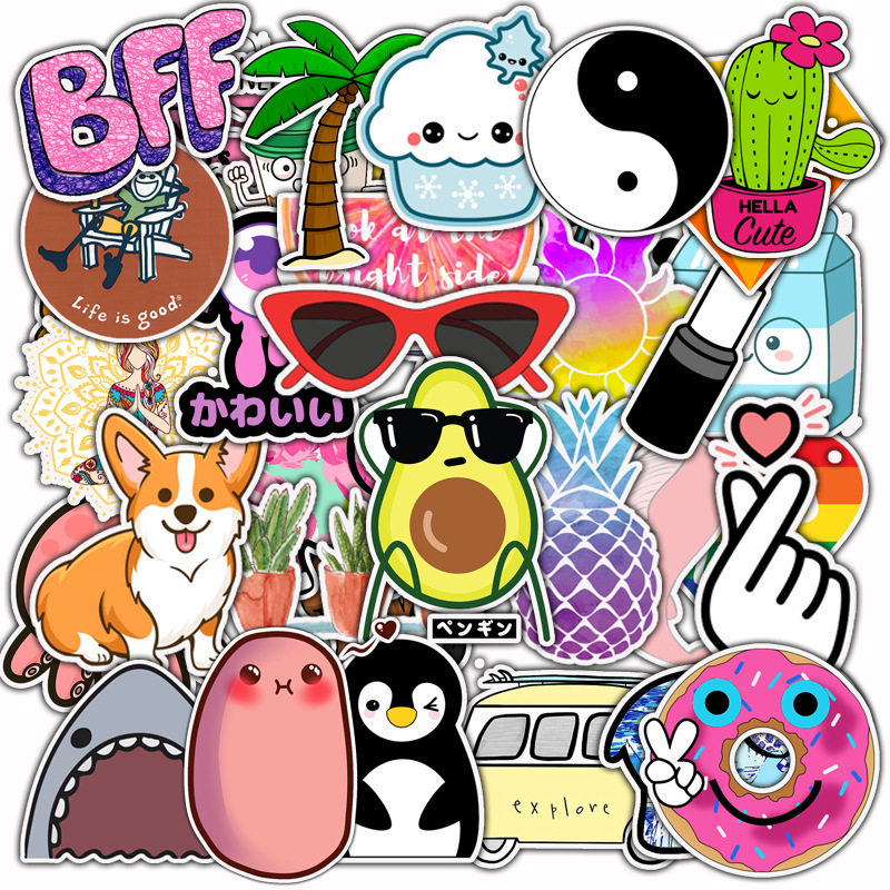 50 CARTOON CUTE STICKER Suitcase Skateboard Bike fridge with cute little fresher stickers not repeated