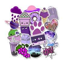 50 Sheets of Purple Little Fresh Cartoon Graffiti Sticker Suitcase Water Cup Skateboard Refrigerator Waterproofing Collage