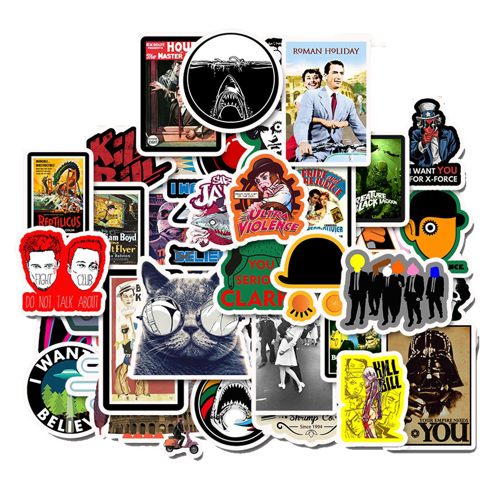 50 classic movie stickers American drama stickers Guitar bass waterproof non-repeating graffiti toy stickers
