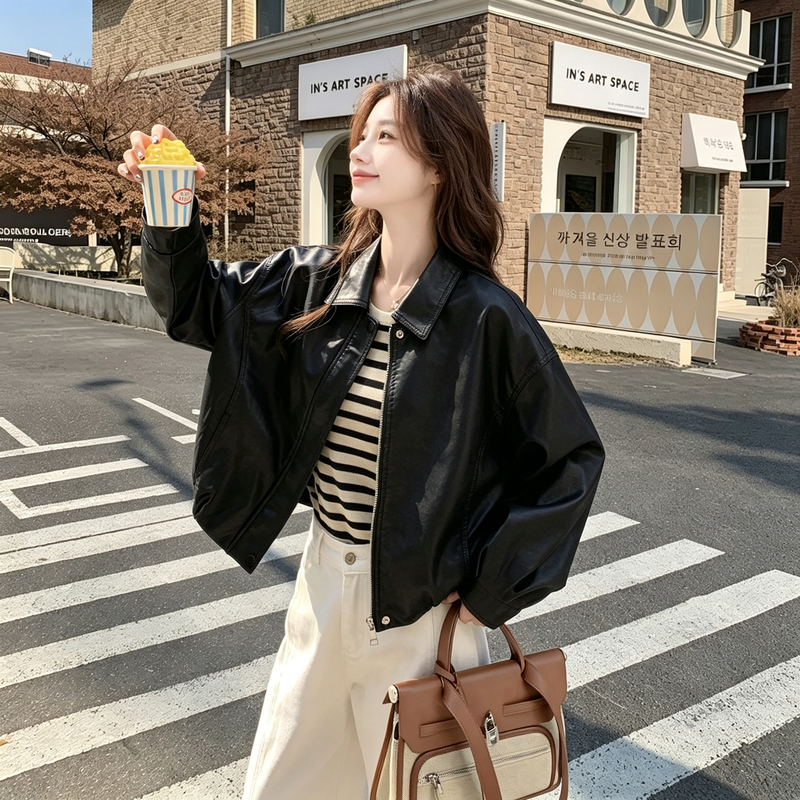 Black Soft Leather Pu Jacket for Women, Autumn 2026 New Trendy Style, Stylish for Petite Figures, High-End Cool and Edgy Jacket Black Soft Leather Pu Jacket for Women, Autumn 2026 New Trendy Style, Stylish for Petite Figures, High-End Cool and Edgy Jacket