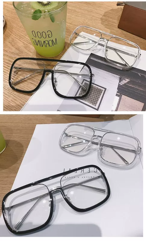 Wang Liuwen net đỏ với hình vuông lớn hộp đen bên trong suốt khung phẳng gương khung kính cận thị gương nữ kính gentle monster south side
