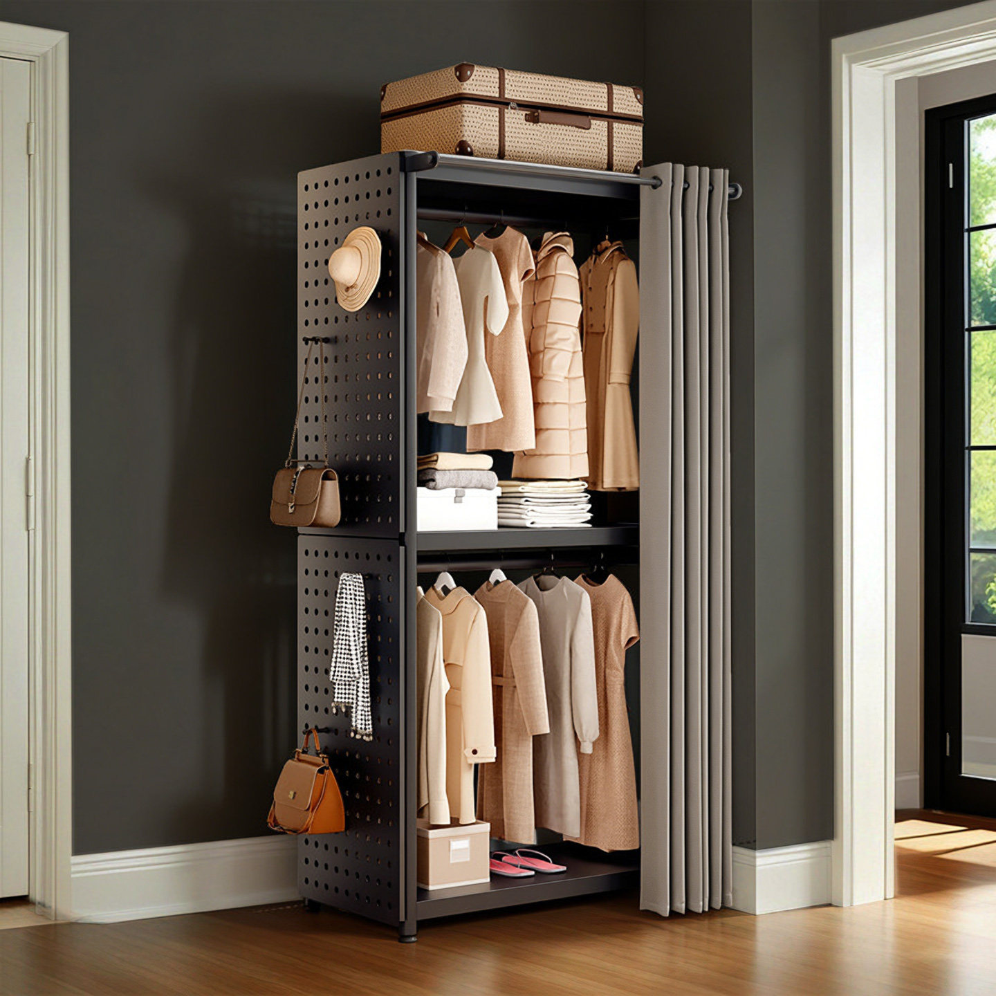 New hole board wardrobe front and rear dustproof