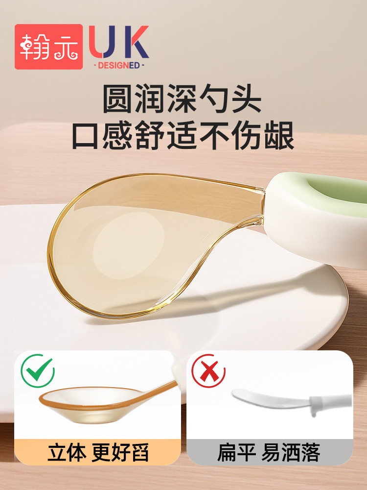 Baby Spoon for Infants Learning to Eat Independently, Short-Handled Silicone Feeding Spoon, Children's Fork and Spoon Set