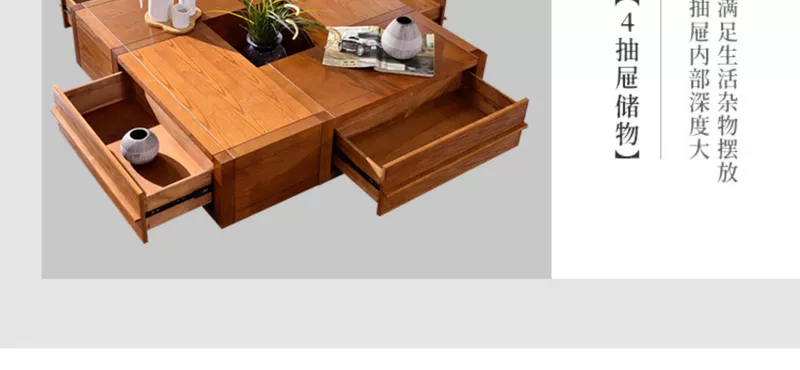 Các kiểu Trung Quốc mới bàn cà phê tòa nhà vuông gỗ nhà phòng khách đồ gỗ nội thất tối giản theo phong cách châu Á trầu màu Đông Nam - Bàn trà