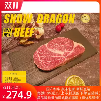 Snow Dragon black beef beef fillet 3a thick chefli snowflake beef original cut non-marinated children's steak 500g