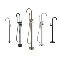 Loews all-copper floor-standing vertical bathtub side shower set European fashion pedestal basin hot and cold faucet black