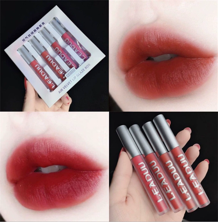 4 miếng air lip glaze set 9.8 bốn màu mờ son môi học sinh không đánh dấu son bóng dưỡng ẩm không thấm nước lâu dài - Son bóng / Liquid Rouge