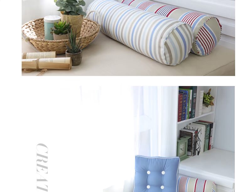 Màu sắc rắn Hàn Quốc đệm gối gối gối gối thắt lưng gối hình trụ gối kẹo kẹo gối mat mat ánh sáng màu be gối vuông sofa