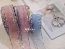 0 9 m long fine Snow yarn butterfly Whelan ----- abroad 25mm wide with Phnom Penh silver edge