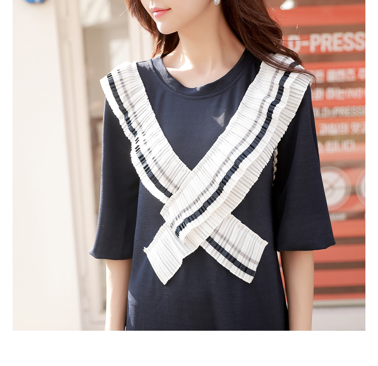 Màu hồng dabu búp bê mùa đông mới của phụ nữ tương phản ren vòng cổ đèn lồng tay áo dài tay áo hem chia đầm váy voan hoa nhí